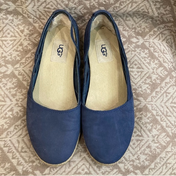 UGG Sz 7 Tippie Slip On Suede Comfort Insole Wool Back Espadrilles Ballet Flats - Picture 3 of 10